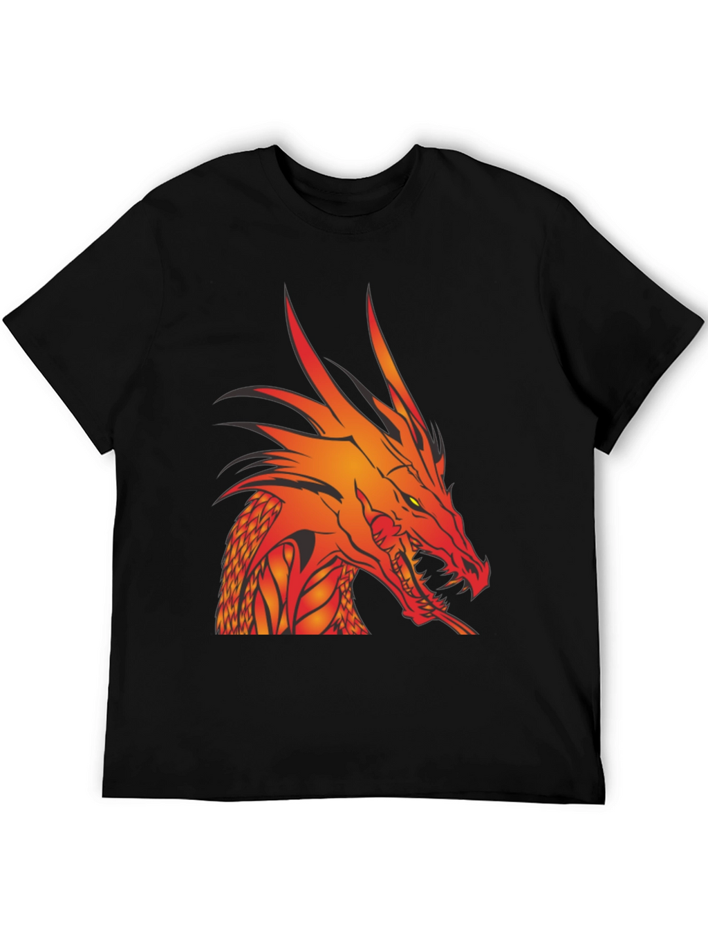 Dragon Head Graphic Tee - Black Cotton T-Shirt