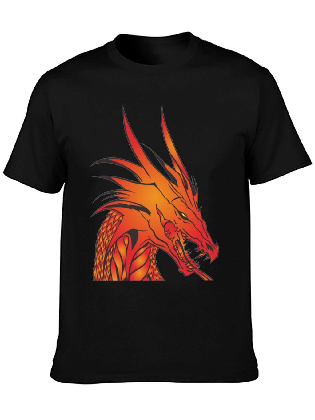 Dragon Head Graphic Tee - Black Cotton T-Shirt