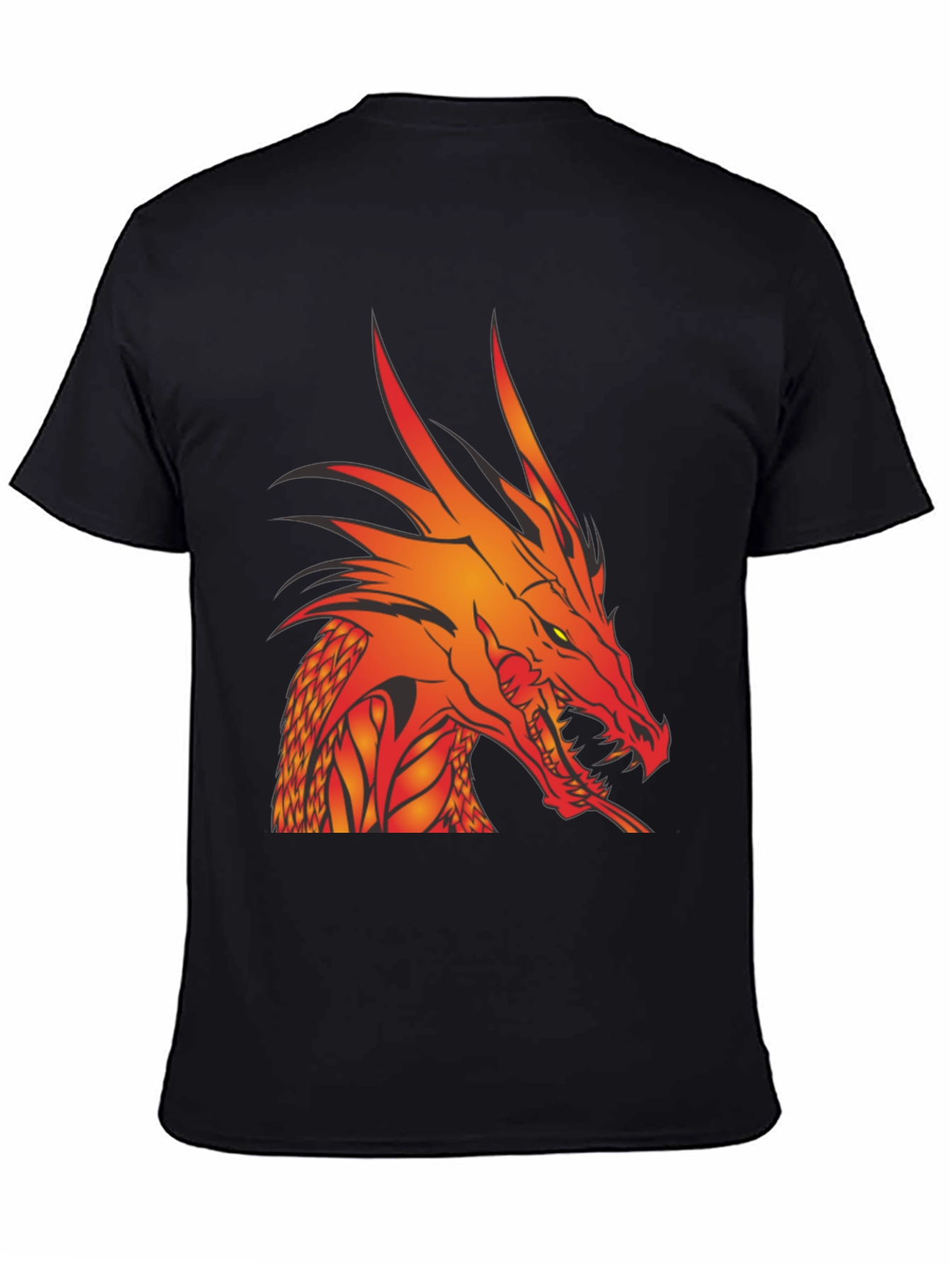 Dragon Head Graphic Tee - Black Cotton T-Shirt