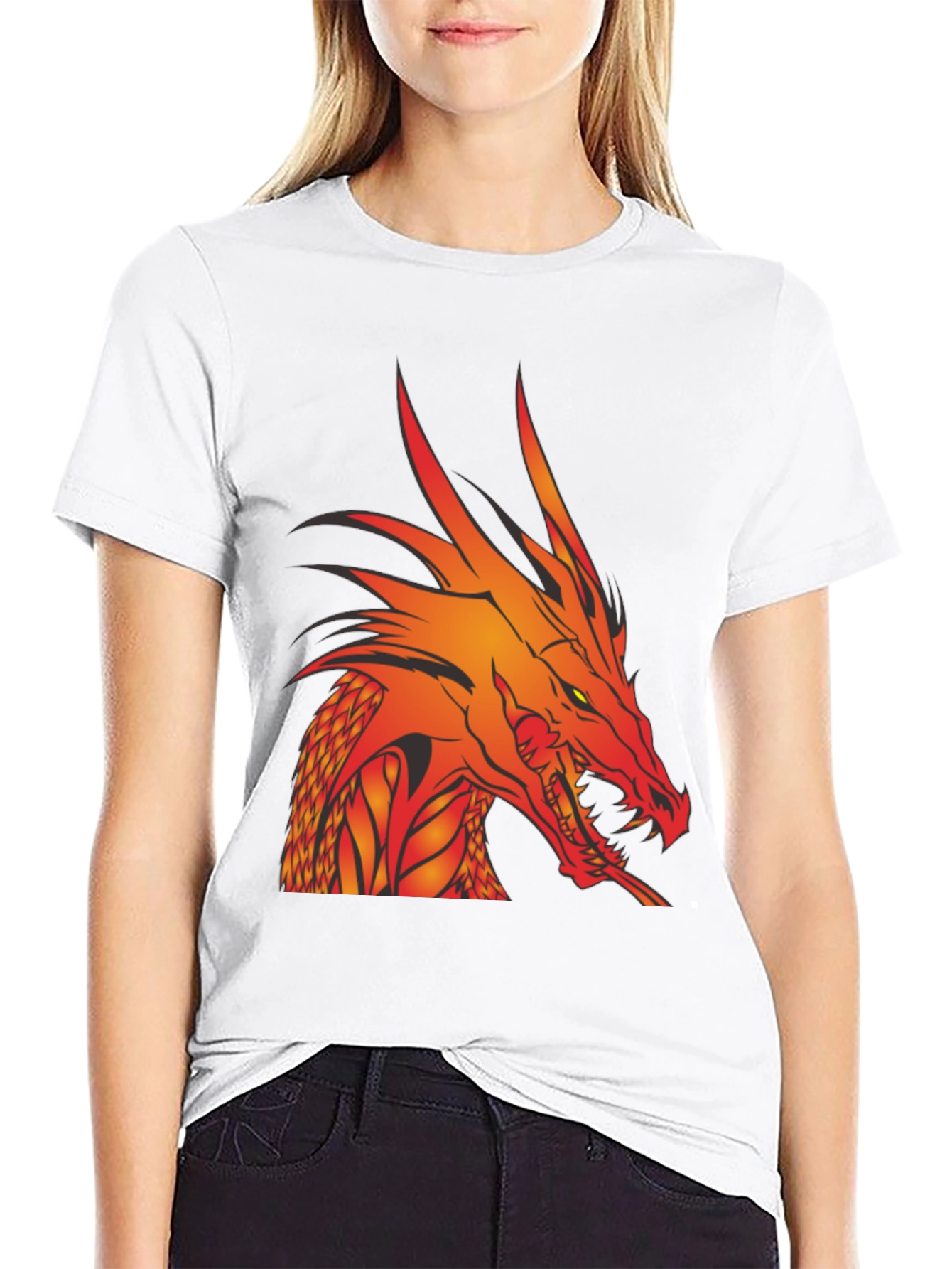 Dragon Head Graphic Tee - Black Cotton T-Shirt