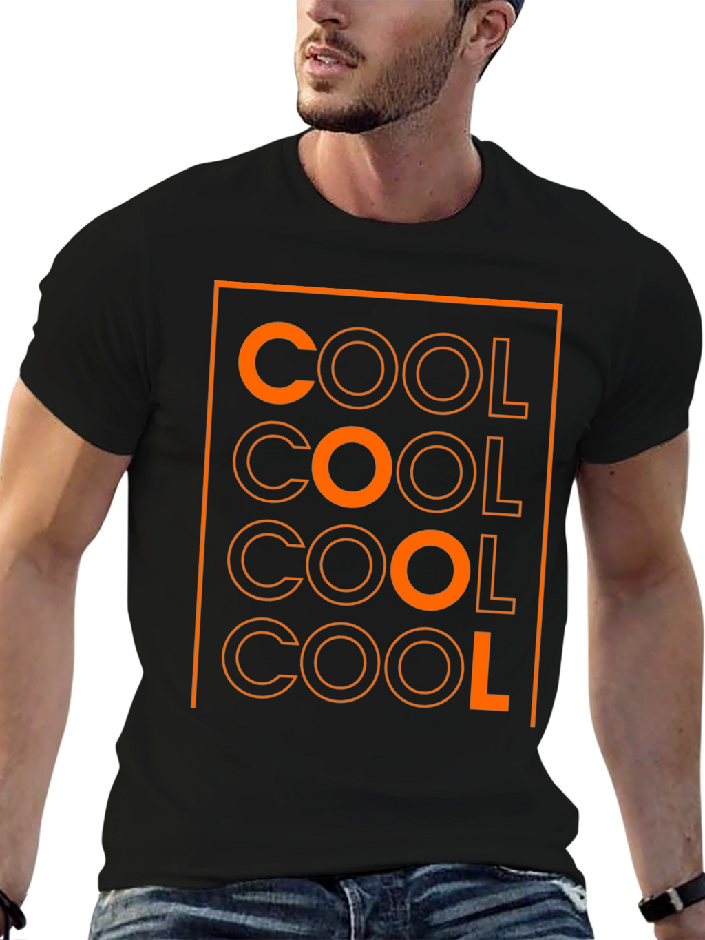 Cool Graphic Tee - Mens Black Cotton Blend T-Shirt