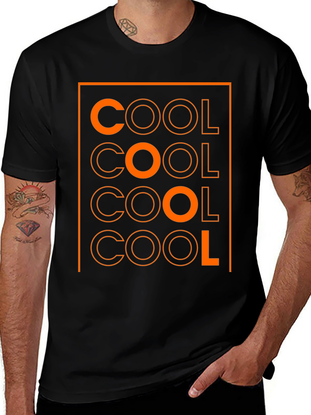 Cool Graphic Tee - Mens Black Cotton Blend T-Shirt