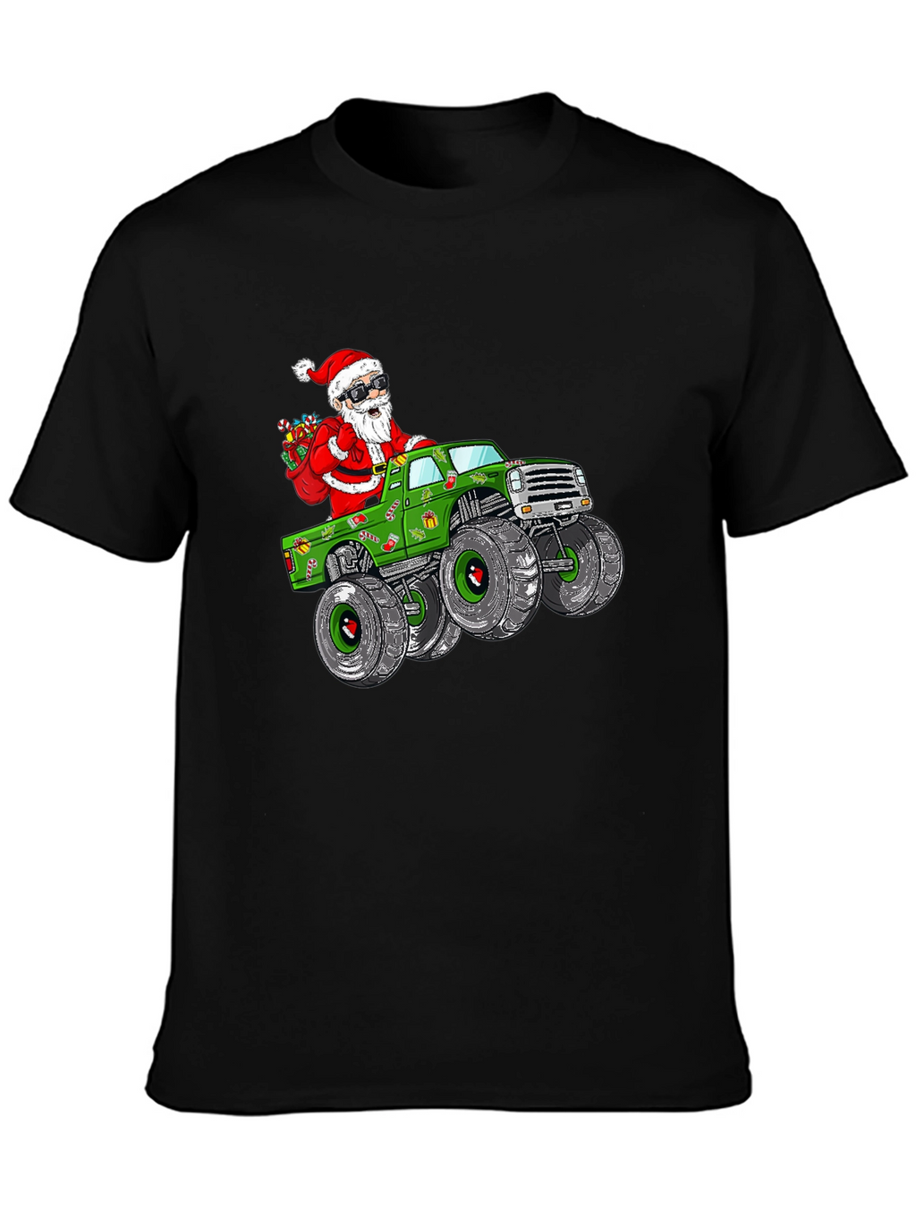 Santa Monster Truck Christmas T-Shirt