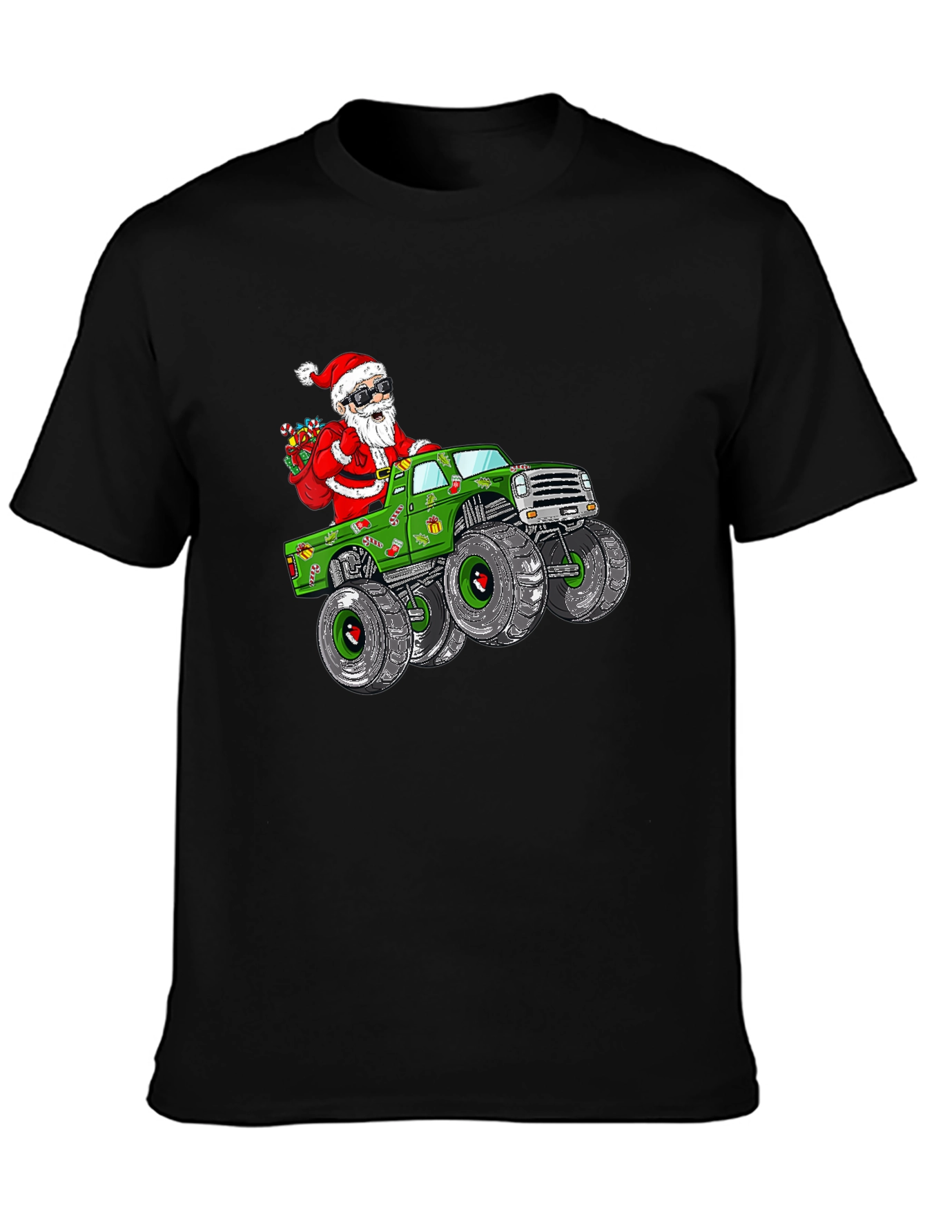 Santa Monster Truck Christmas T-Shirt