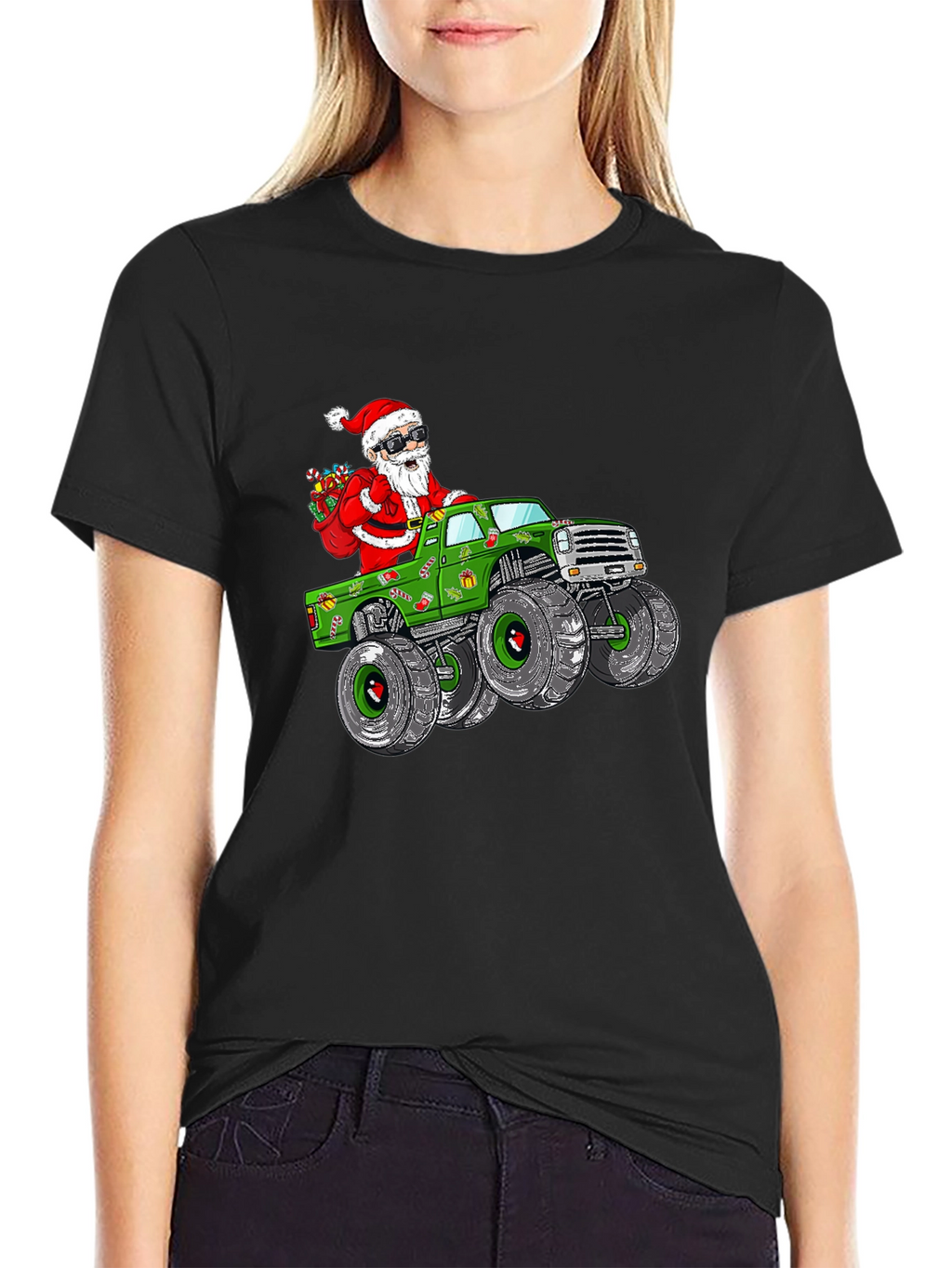Santa Monster Truck Christmas T-Shirt