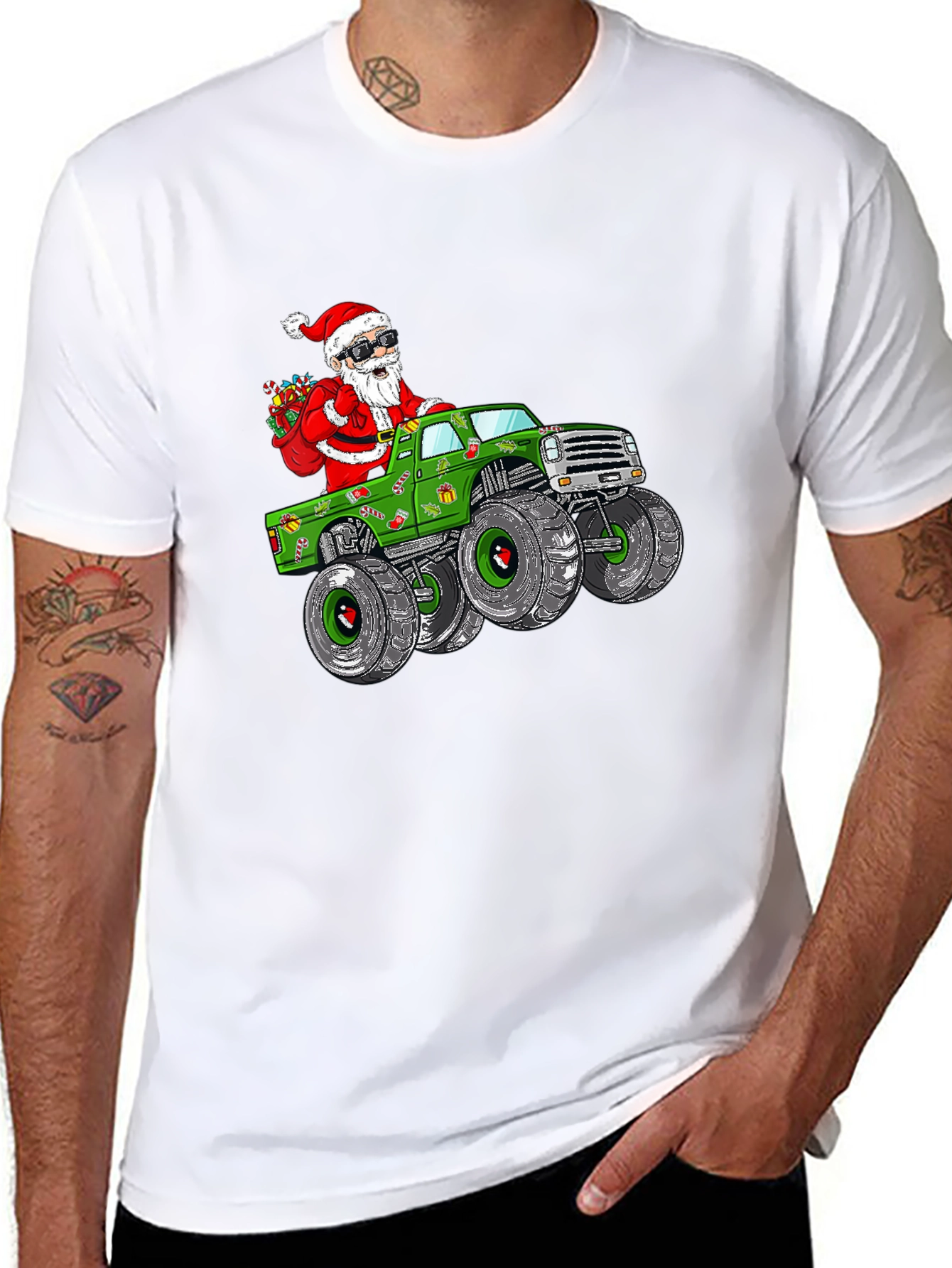 Santa Monster Truck Christmas T-Shirt
