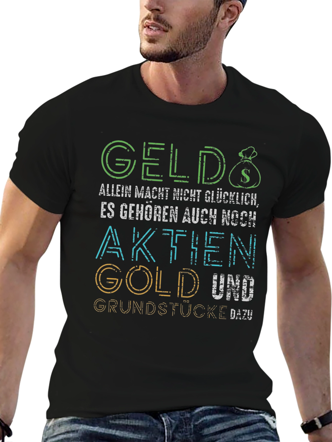 Geld Aktie Gold Graphic Tee - Black