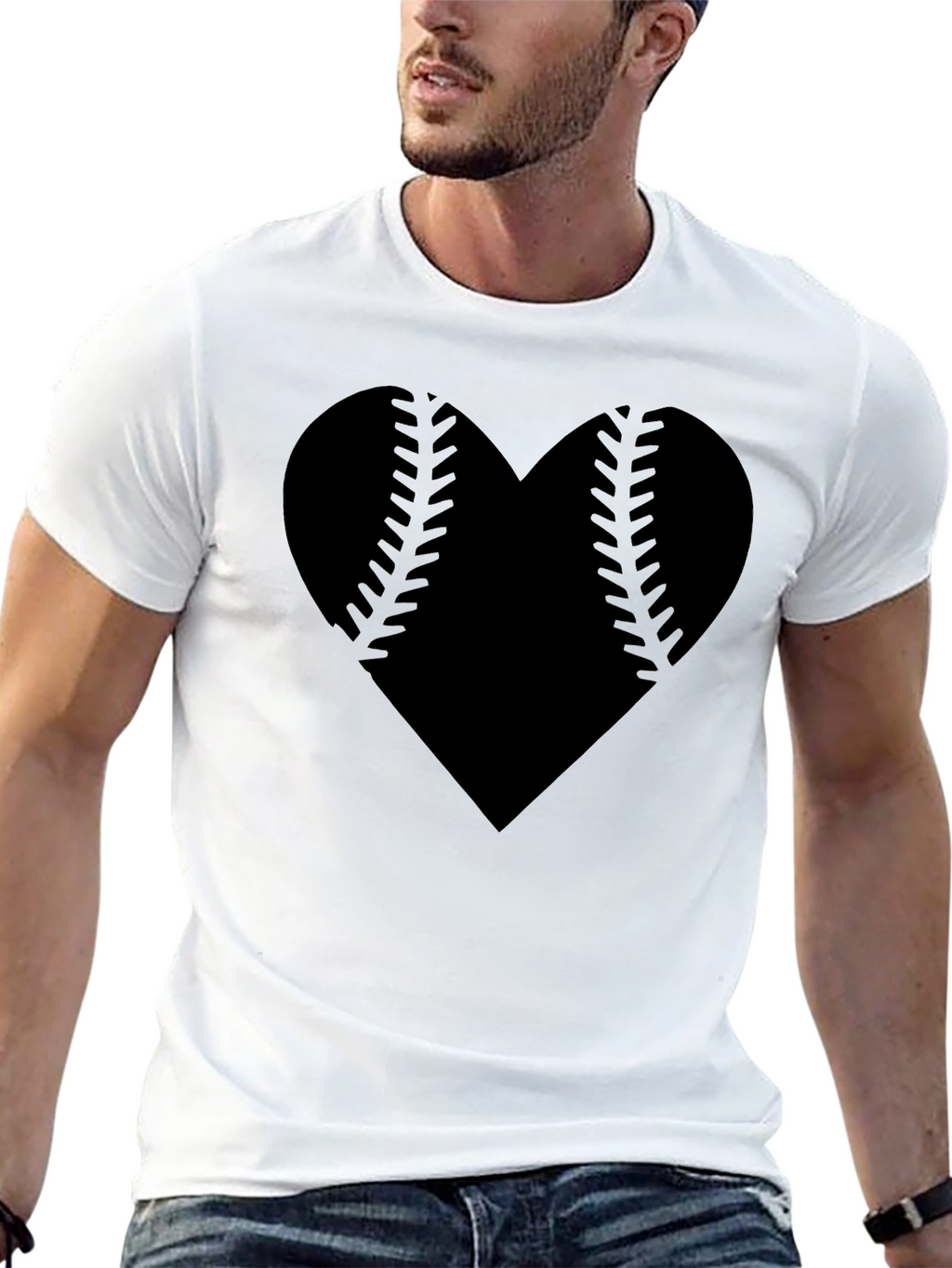 Baseball Heart Graphic Tee - Black
