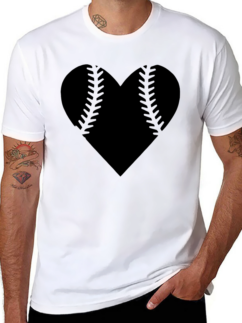 Baseball Heart Graphic Tee - Black
