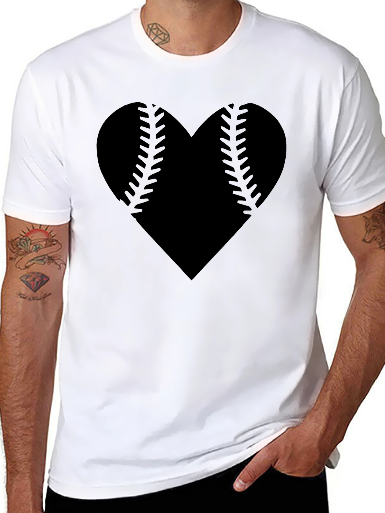 Baseball Heart Graphic Tee - Black