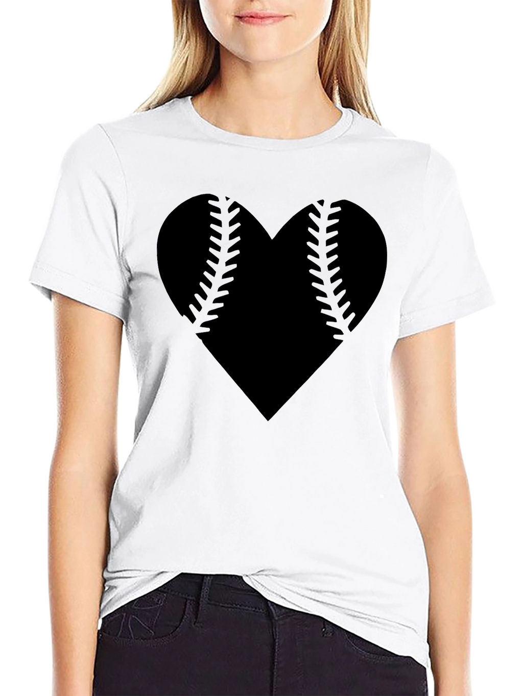 Baseball Heart Graphic Tee - Black