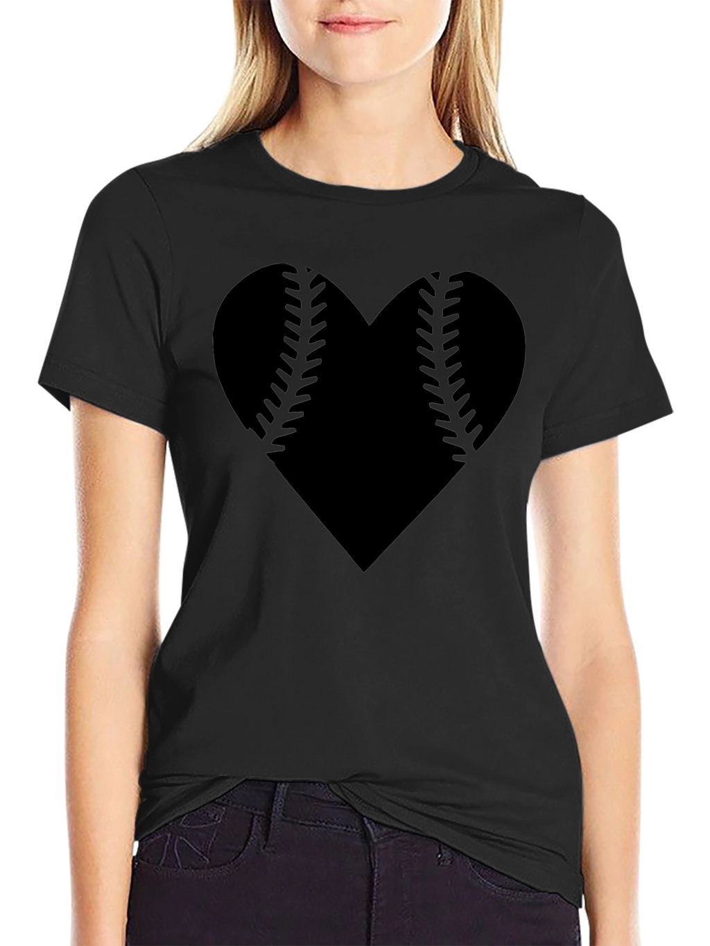 Baseball Heart Graphic Tee - Black