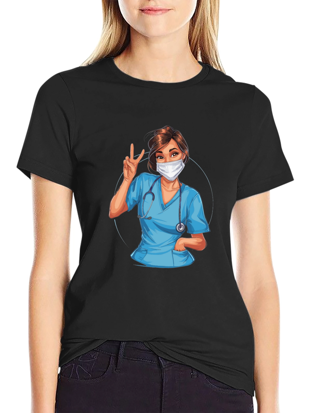 Nurse Graphic T-Shirt - Black Cotton Tee