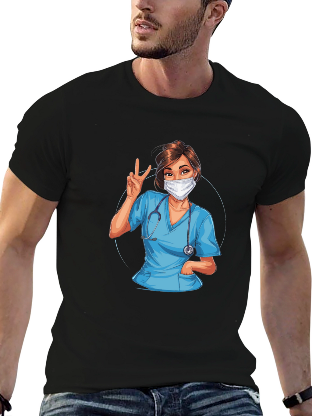 Nurse Graphic T-Shirt - Black Cotton Tee