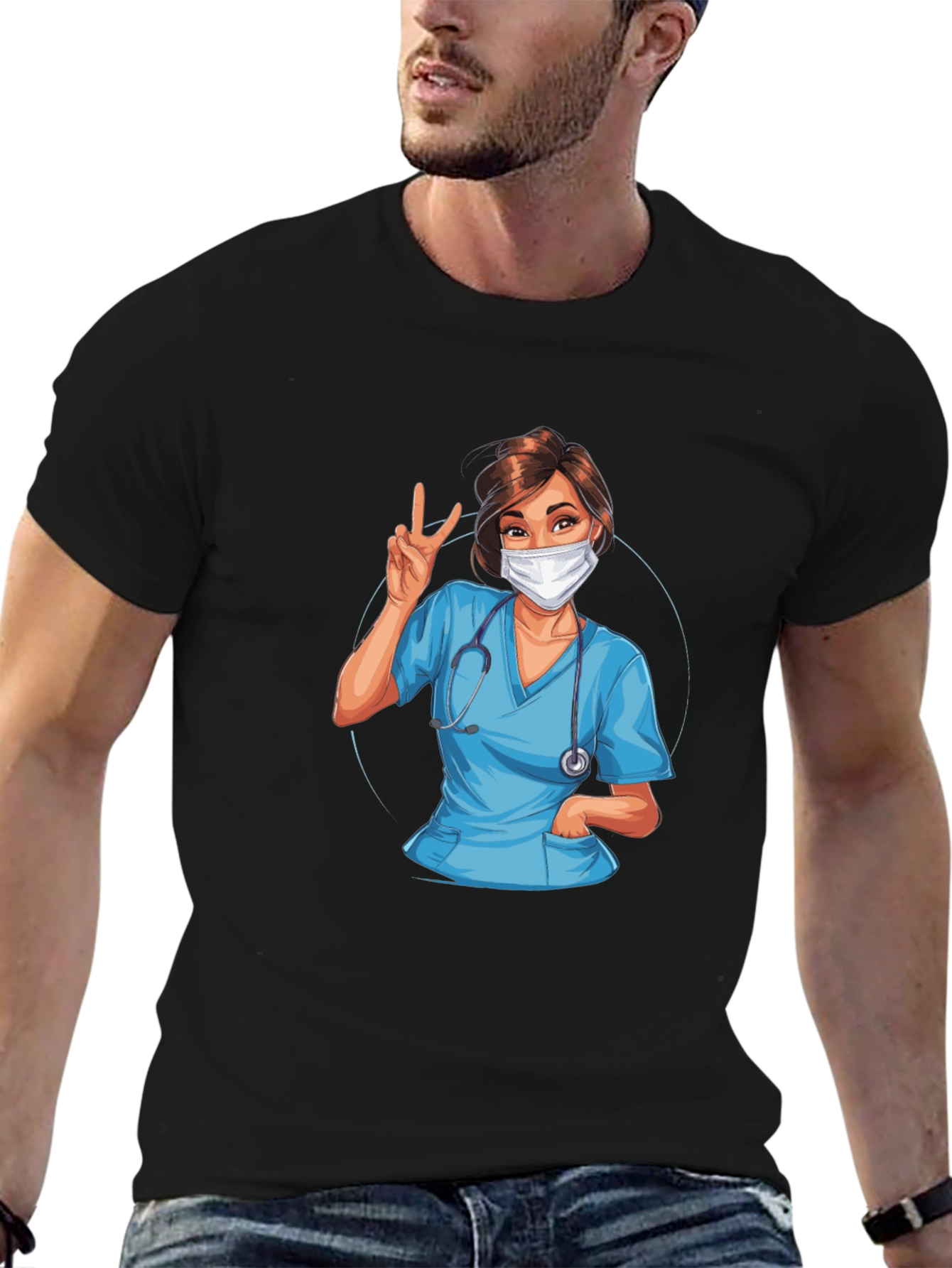Nurse Graphic T-Shirt - Black Cotton Tee