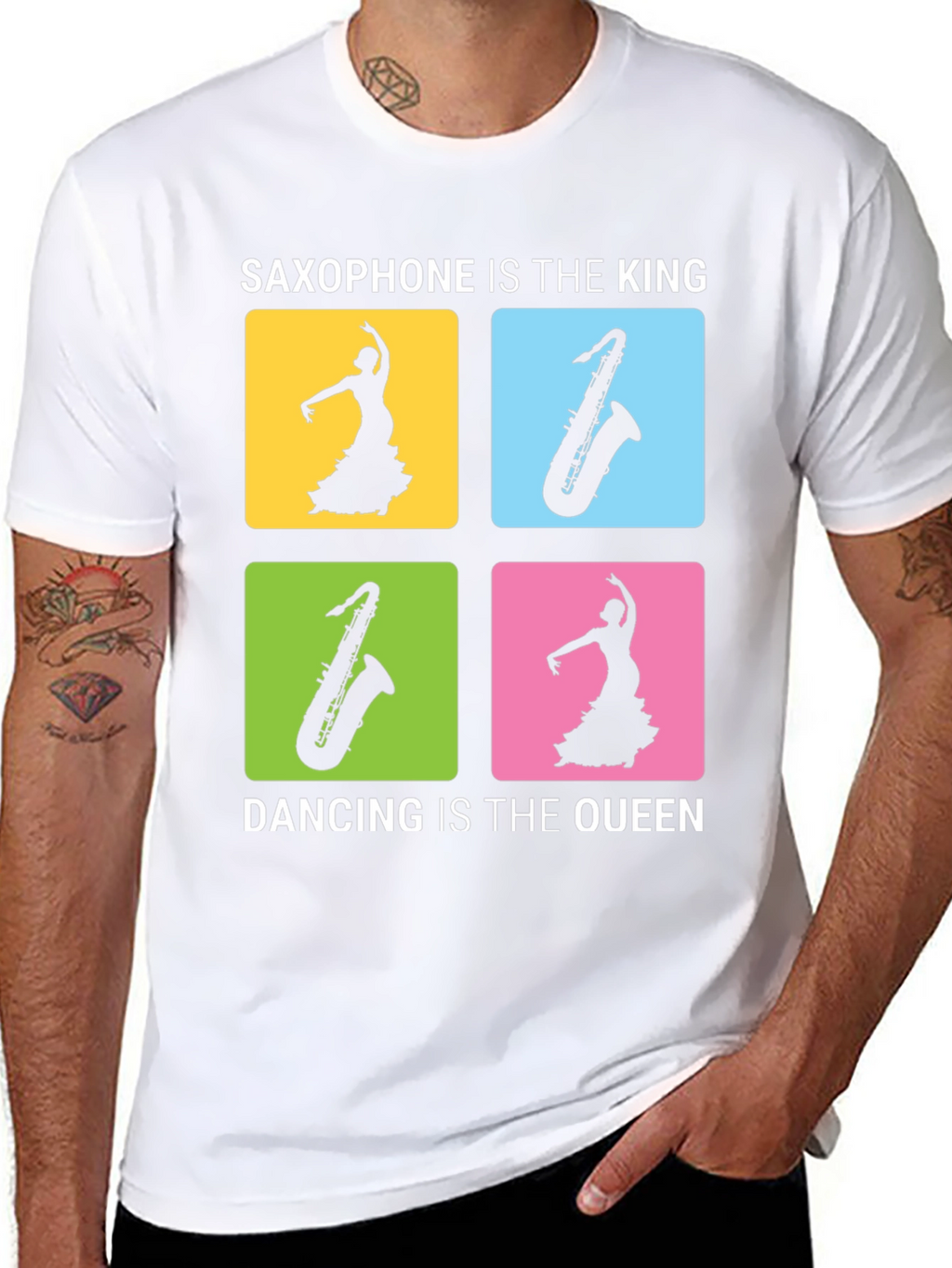 Saxophone & Dancing Graphic Tee - Music Lover Shirt