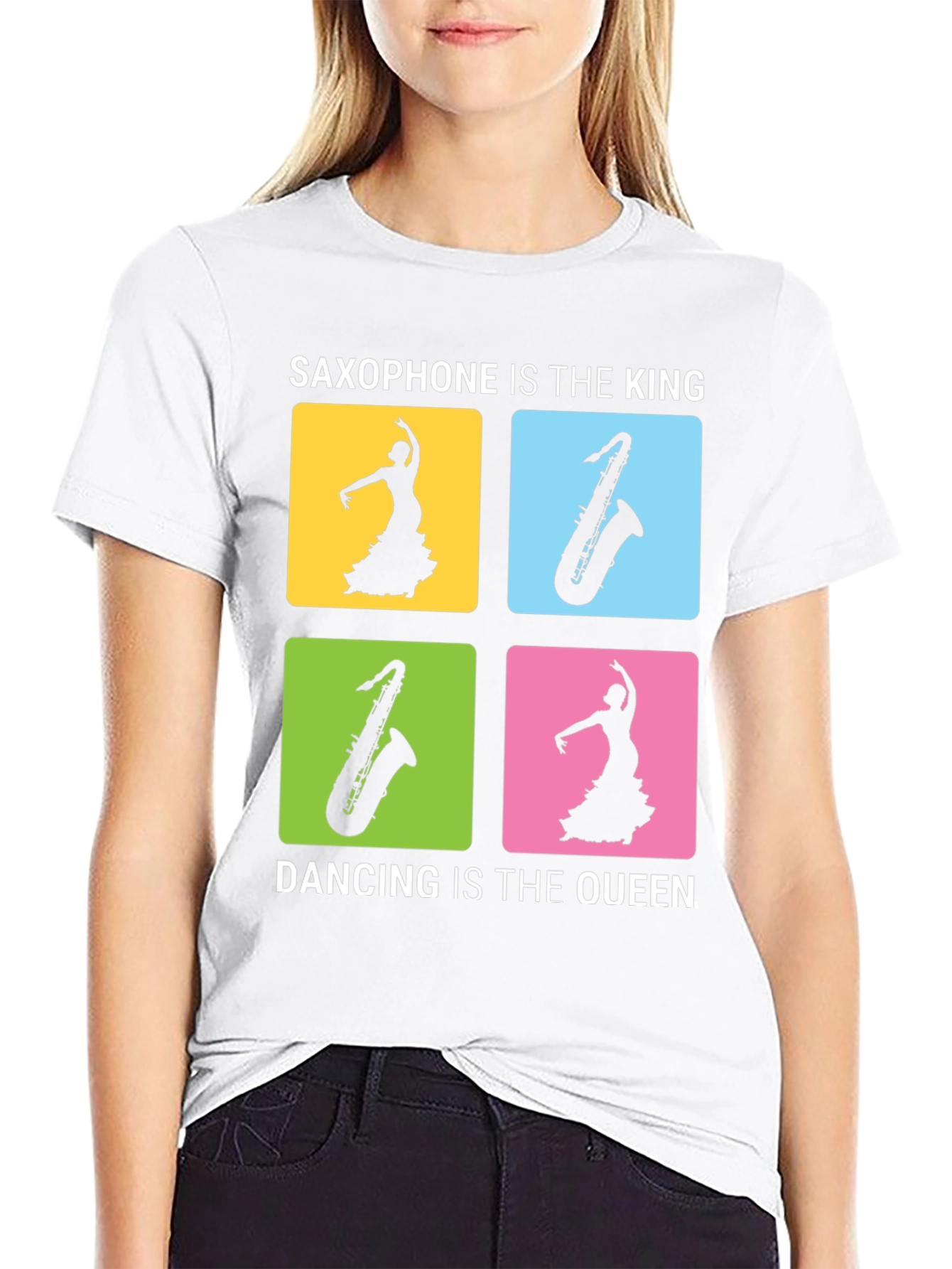 Saxophone & Dancing Graphic Tee - Music Lover Shirt