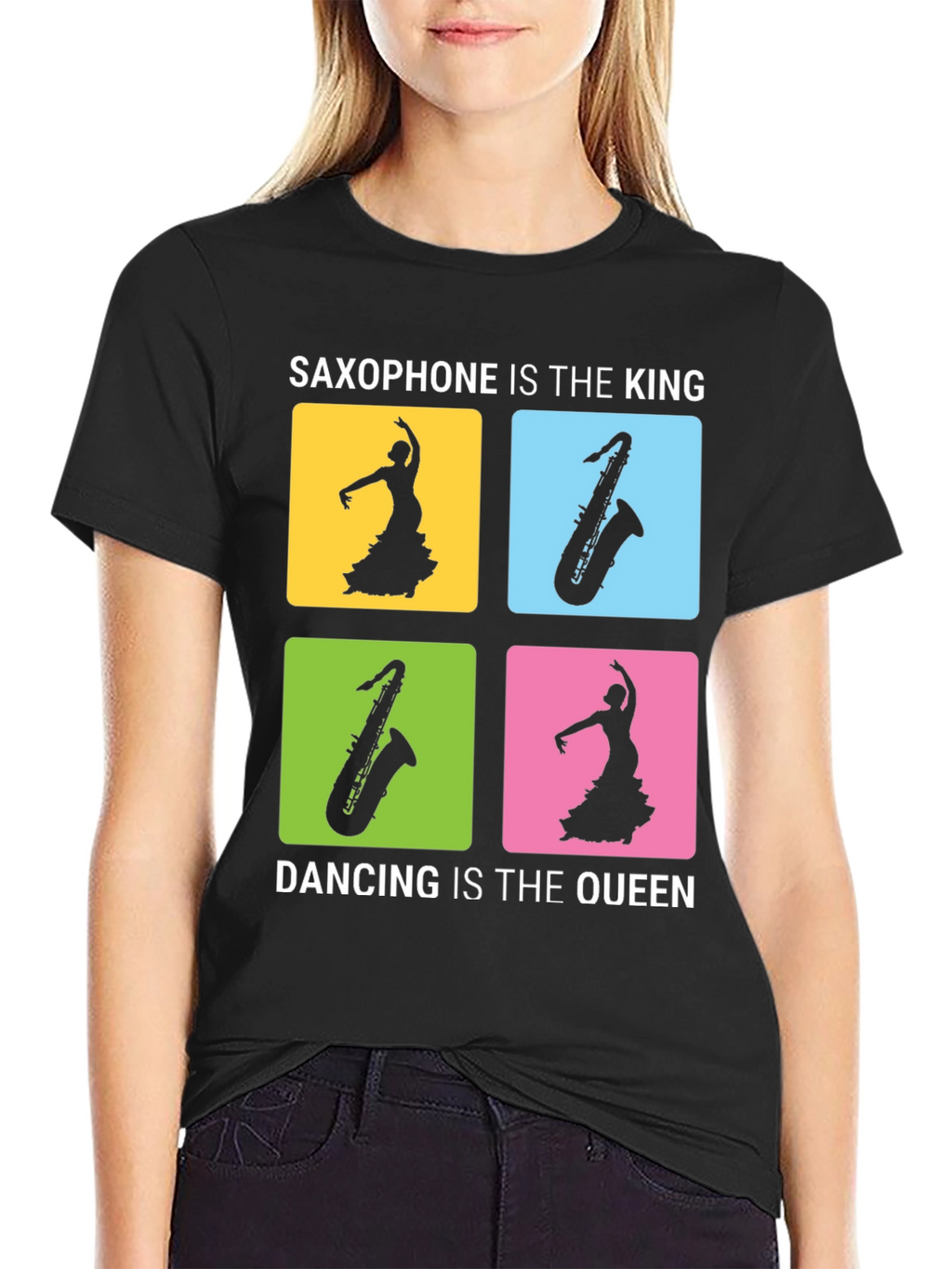 Saxophone & Dancing Graphic Tee - Music Lover Shirt