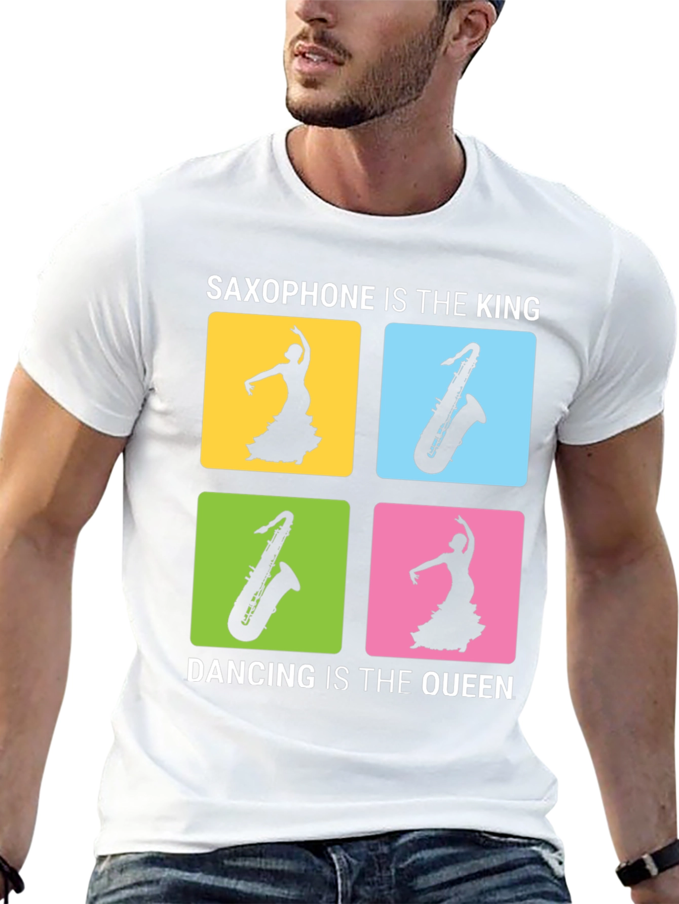 Saxophone & Dancing Graphic Tee - Music Lover Shirt