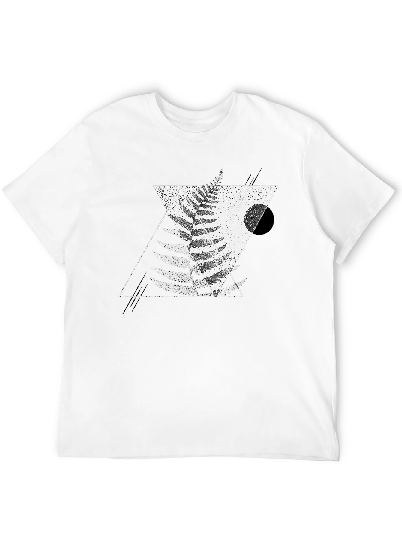 Geometric Fern Print Black T-Shirt