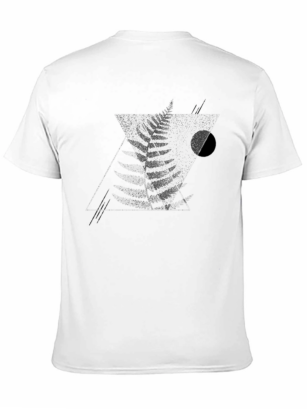 Geometric Fern Print Black T-Shirt