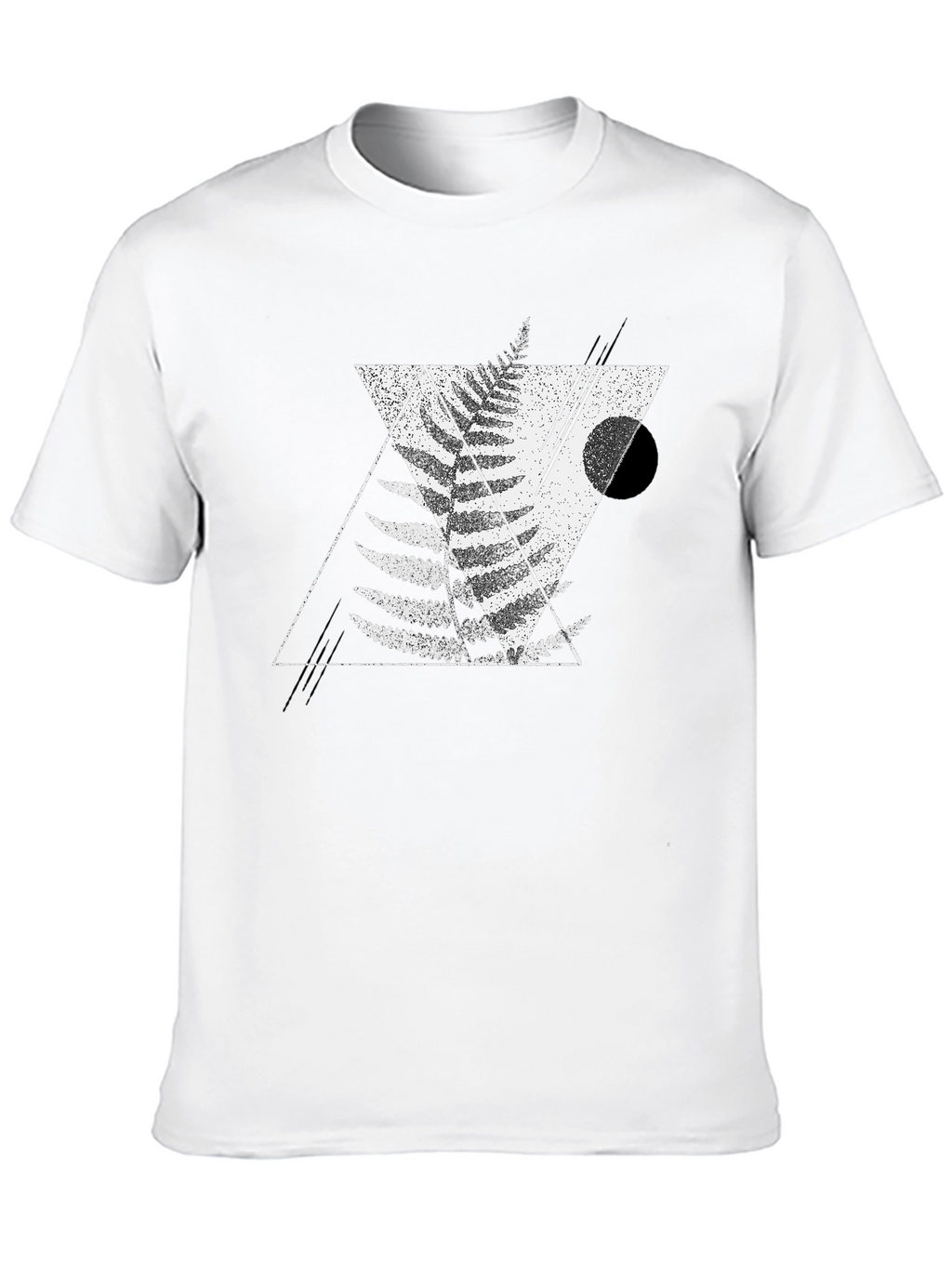 Geometric Fern Print Black T-Shirt