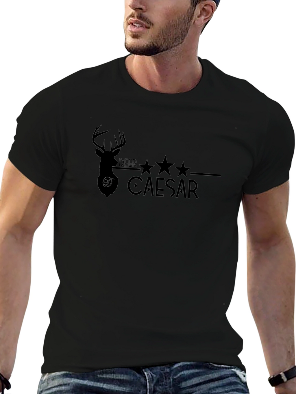 Deer Caesar Graphic Print T-Shirt