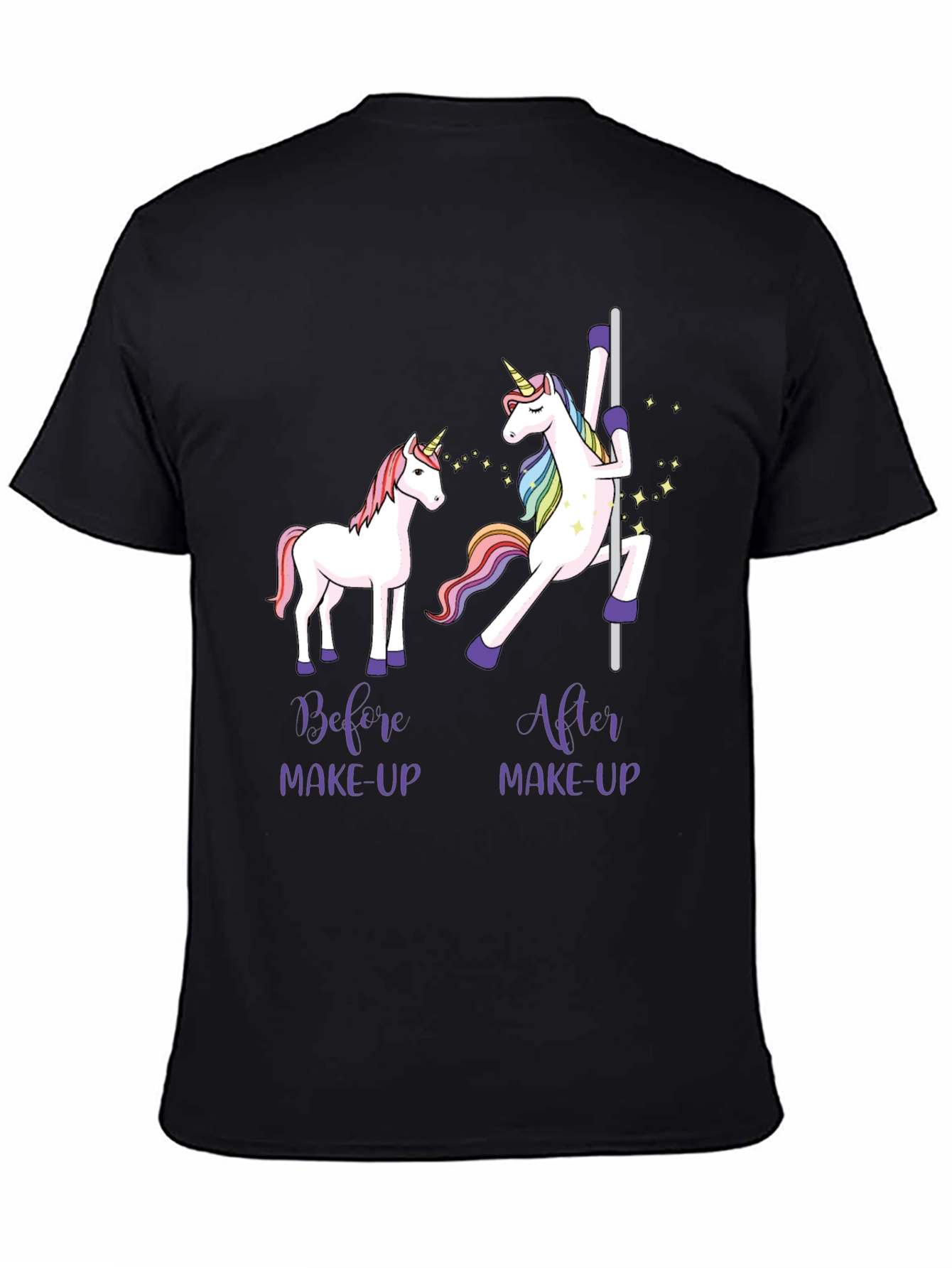 Unicorn Before & After Makeup Black T-Shirt