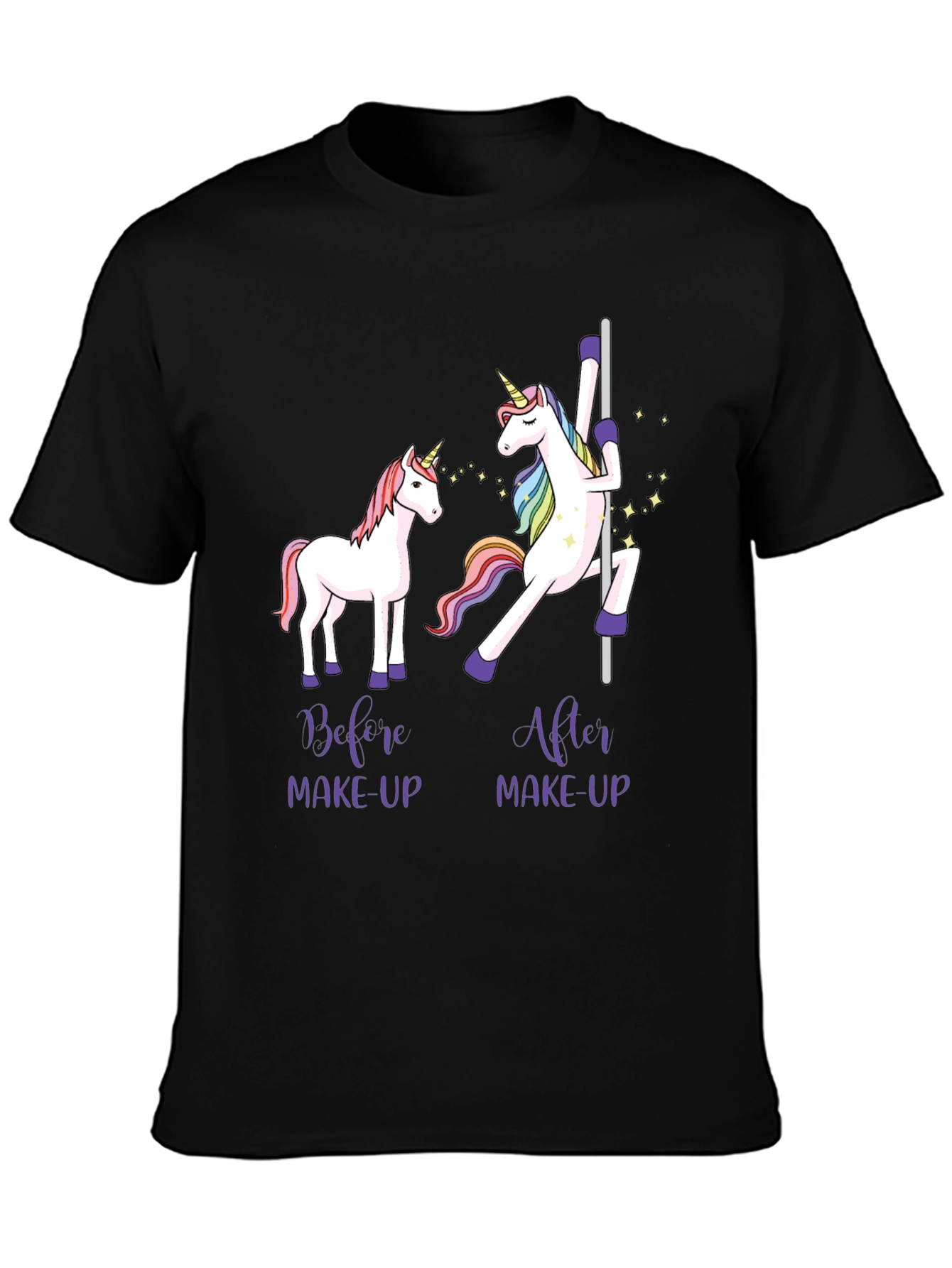Unicorn Before & After Makeup Black T-Shirt