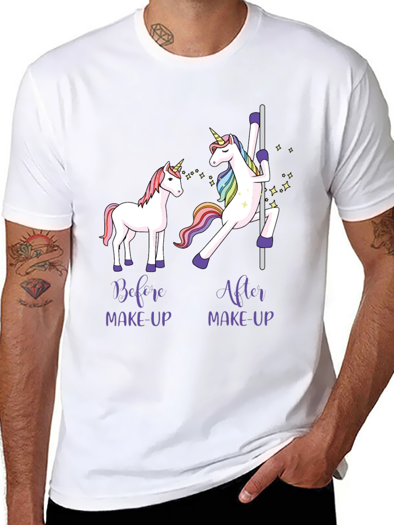 Unicorn Before & After Makeup Black T-Shirt