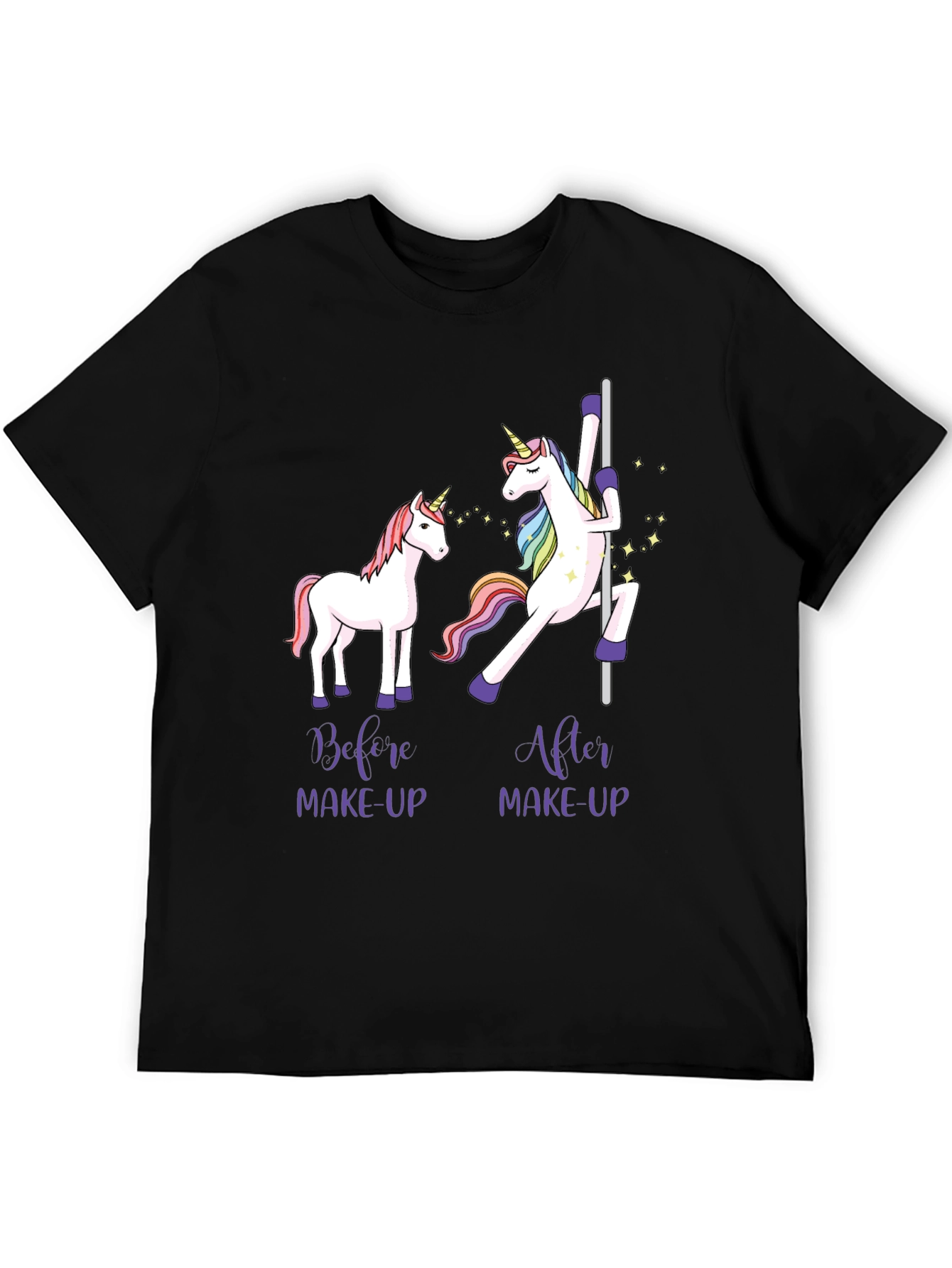 Unicorn Before & After Makeup Black T-Shirt