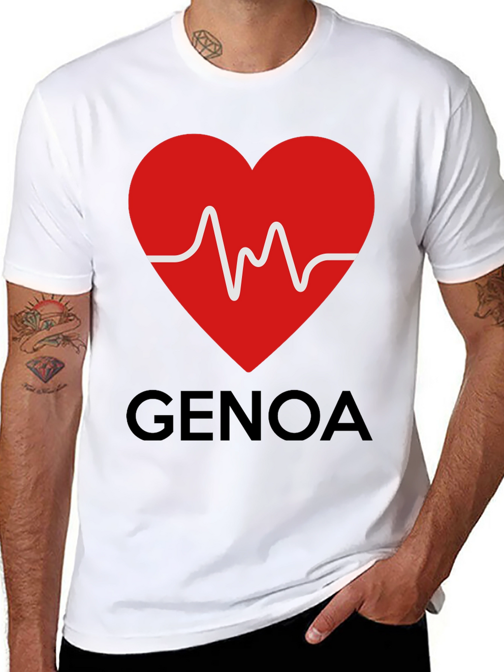 Heartbeat Genoa T-Shirt - Black Crew Neck Tee