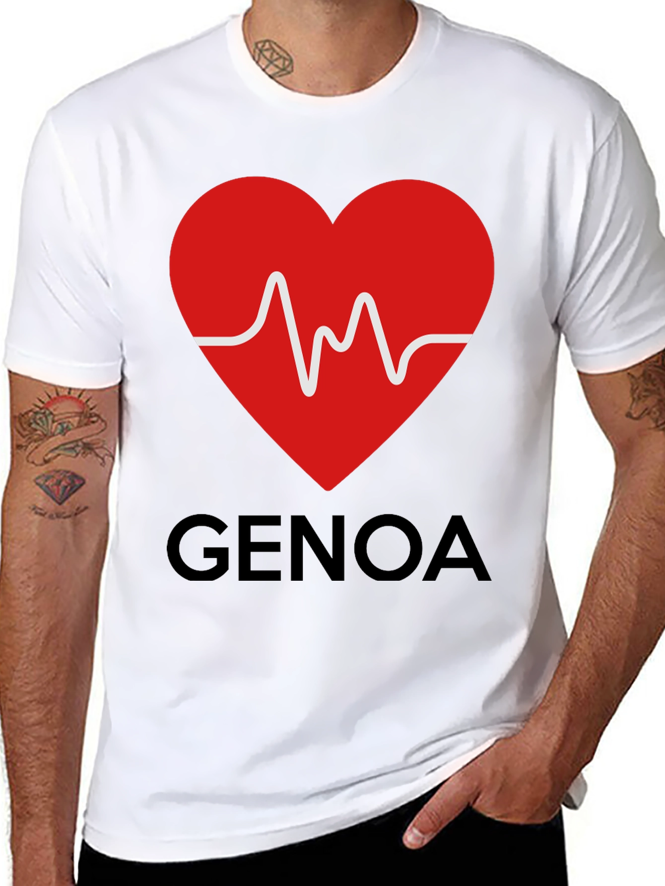 Heartbeat Genoa T-Shirt - Black Crew Neck Tee