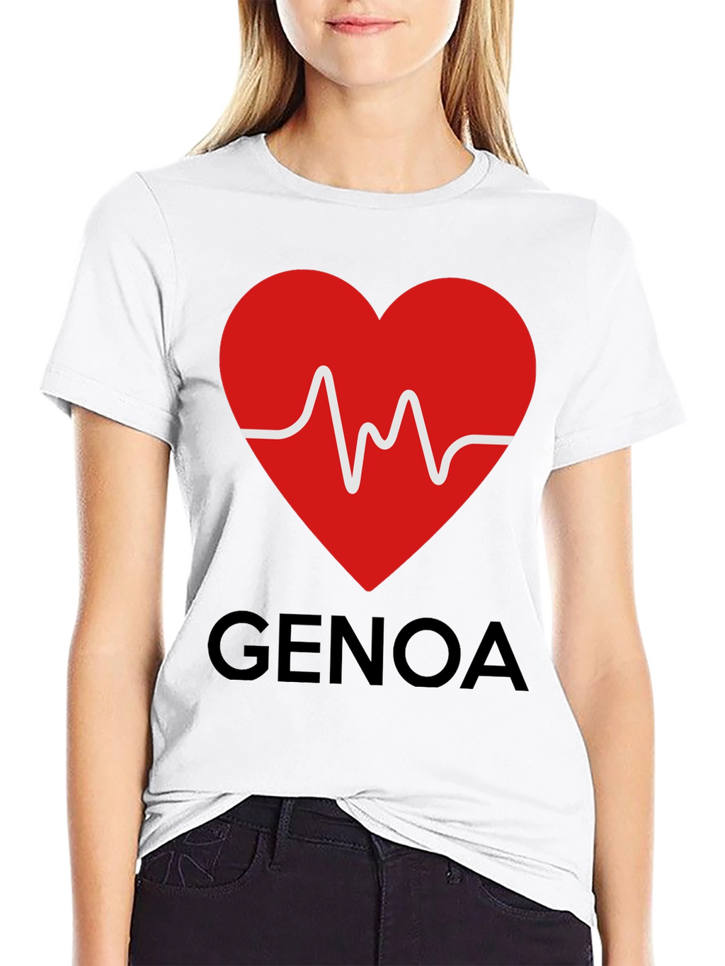 Heartbeat Genoa T-Shirt - Black Crew Neck Tee