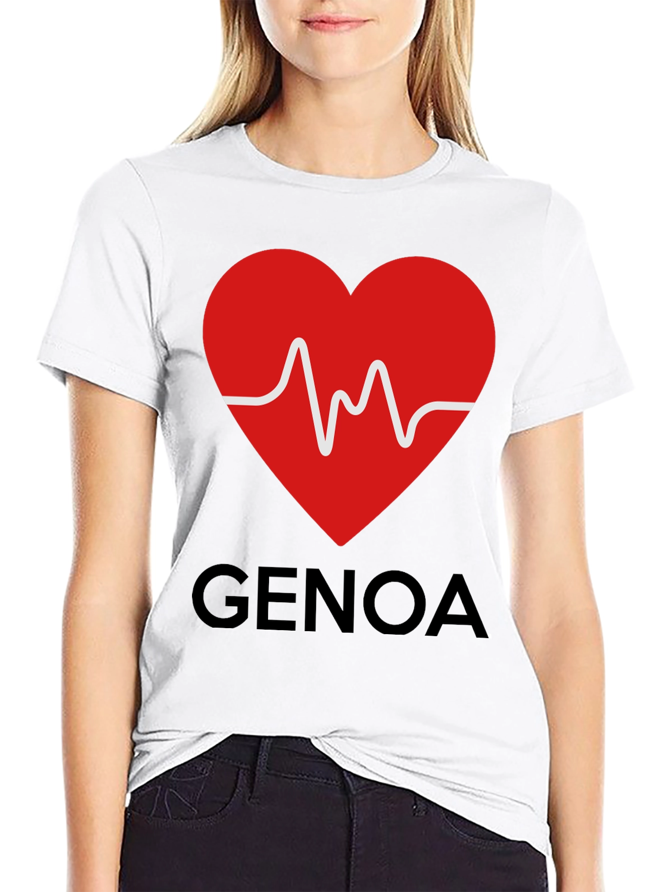 Heartbeat Genoa T-Shirt - Black Crew Neck Tee