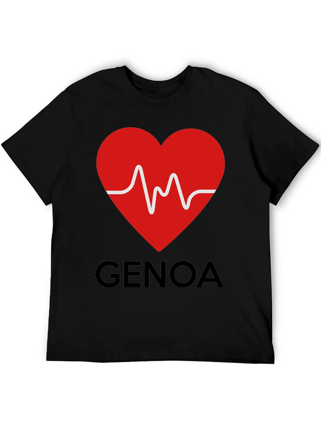Heartbeat Genoa T-Shirt - Black Crew Neck Tee