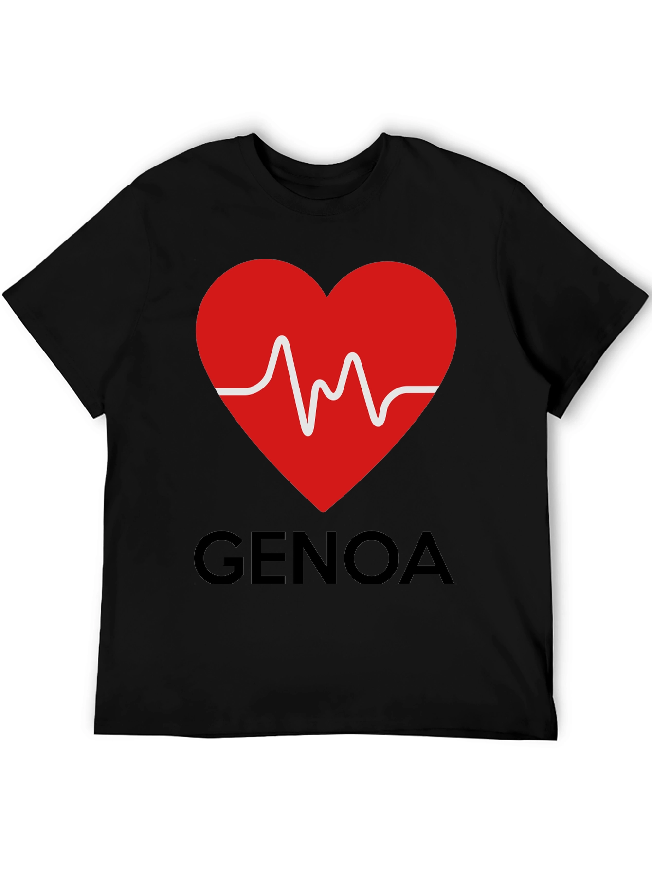 Heartbeat Genoa T-Shirt - Black Crew Neck Tee