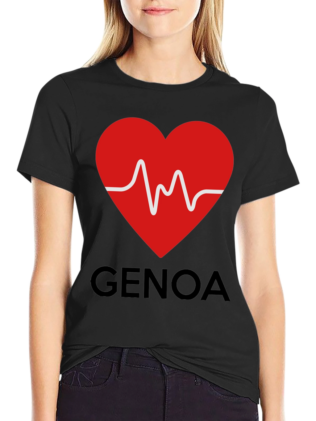Heartbeat Genoa T-Shirt - Black Crew Neck Tee