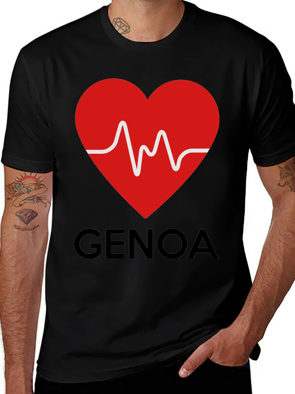 Heartbeat Genoa T-Shirt - Black Crew Neck Tee