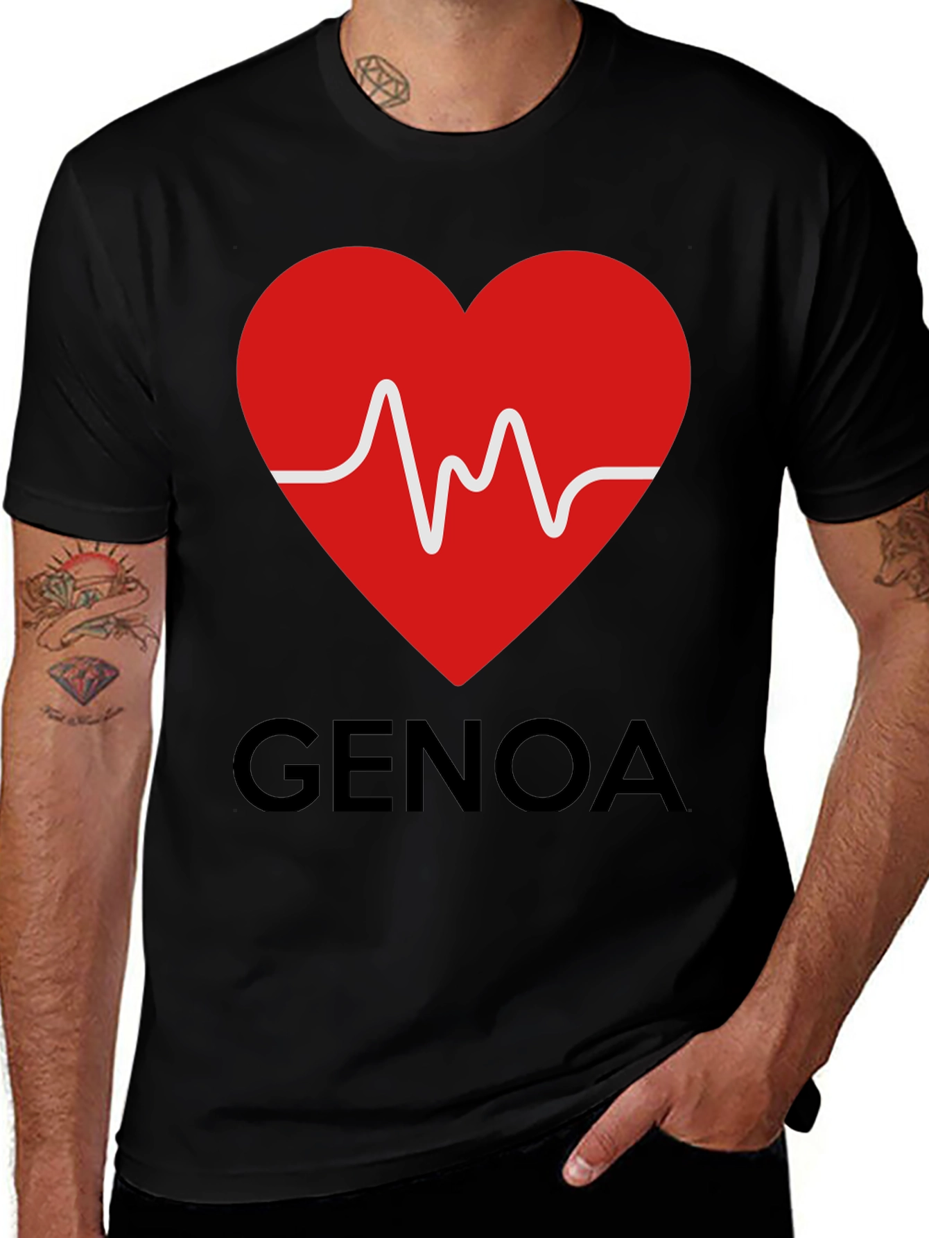 Heartbeat Genoa T-Shirt - Black Crew Neck Tee