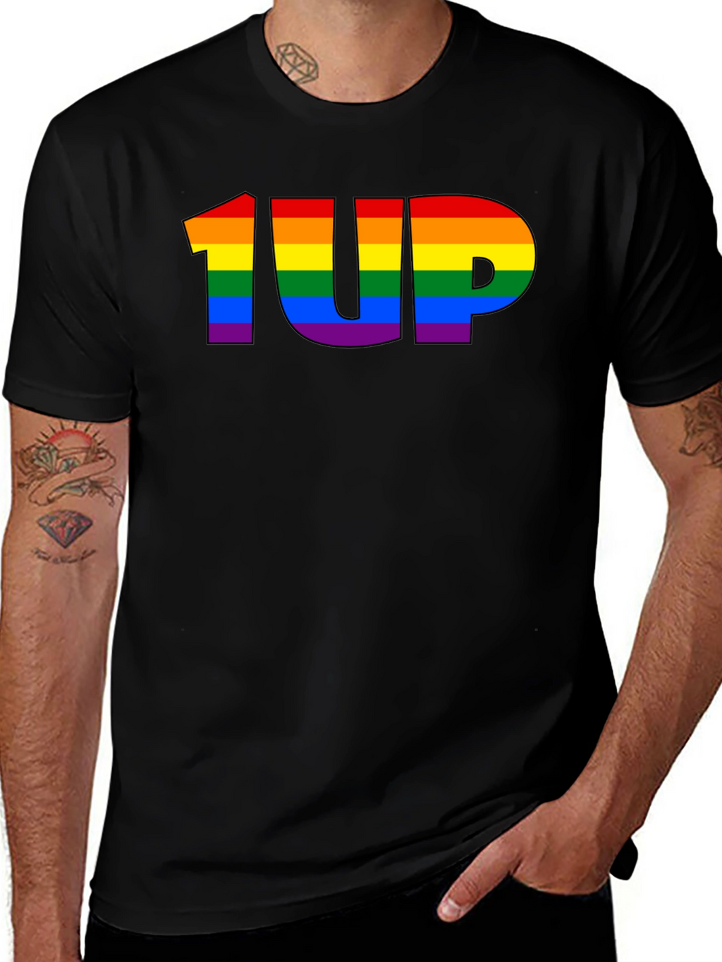 Rainbow 1UP Graphic Black T-Shirt