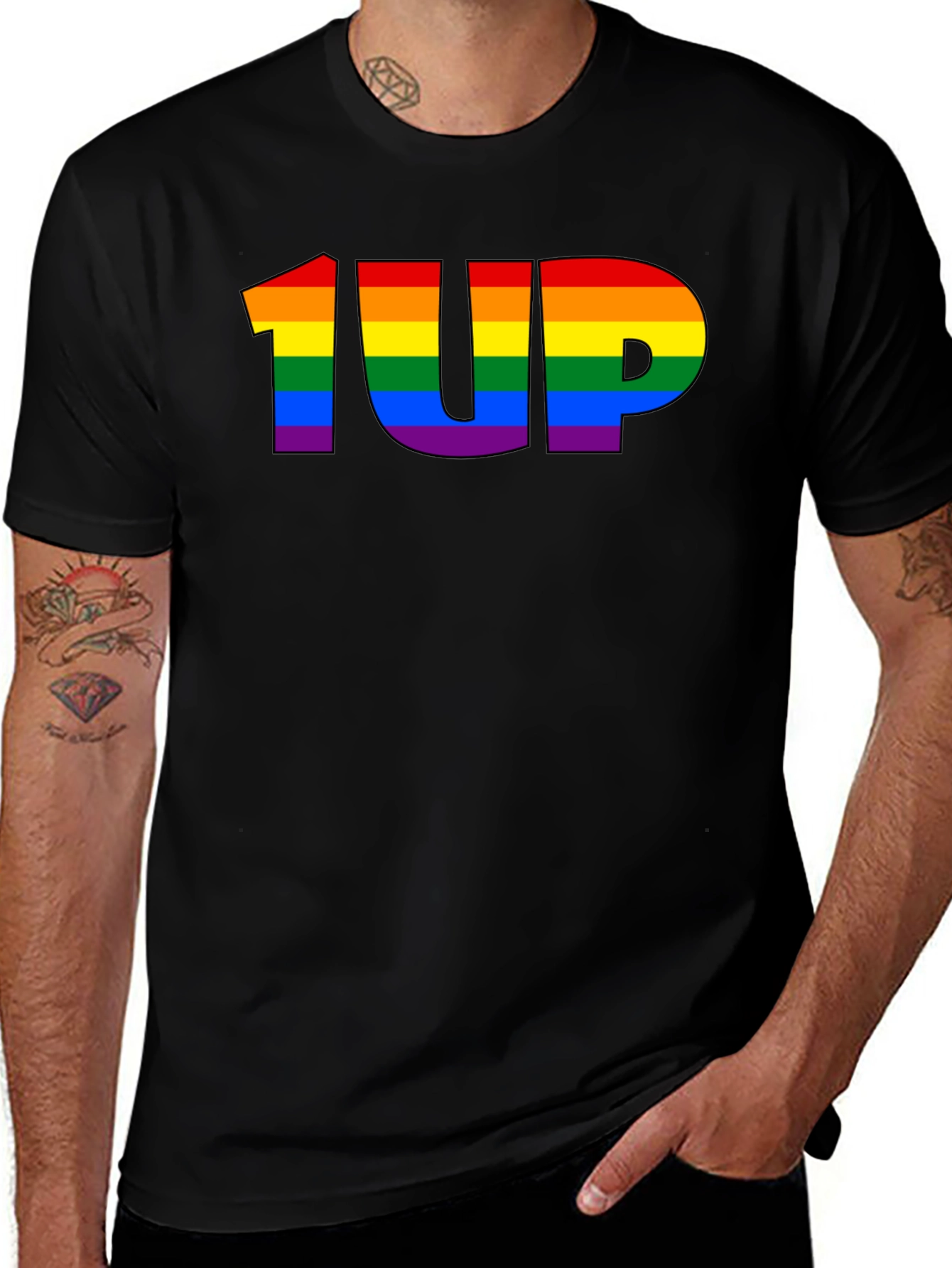 Rainbow 1UP Graphic Black T-Shirt