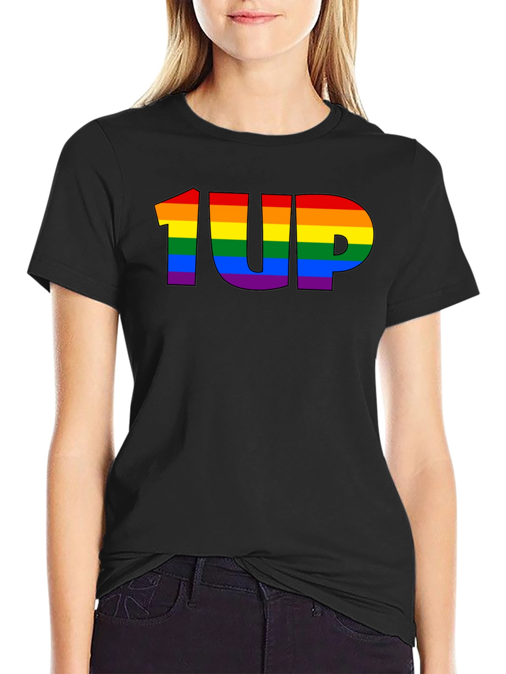 Rainbow 1UP Graphic Black T-Shirt