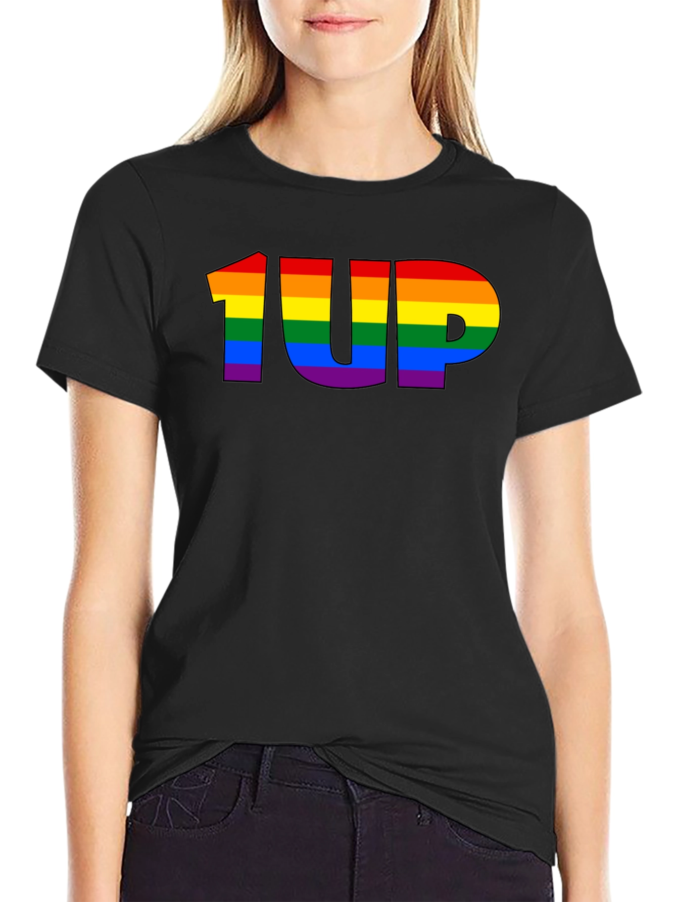 Rainbow 1UP Graphic Black T-Shirt