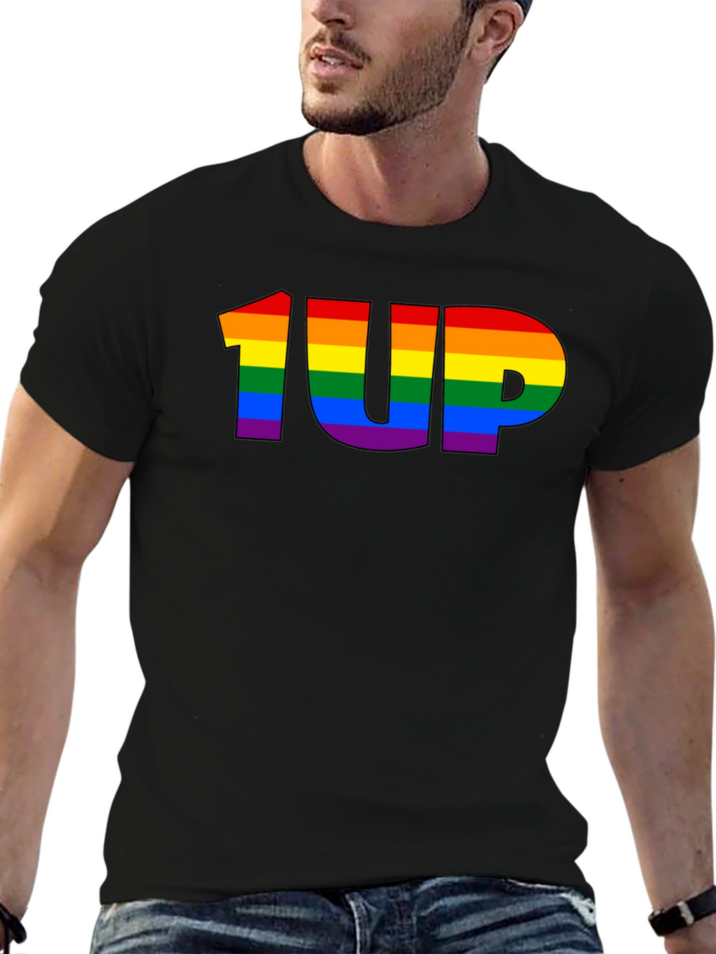 Rainbow 1UP Graphic Black T-Shirt