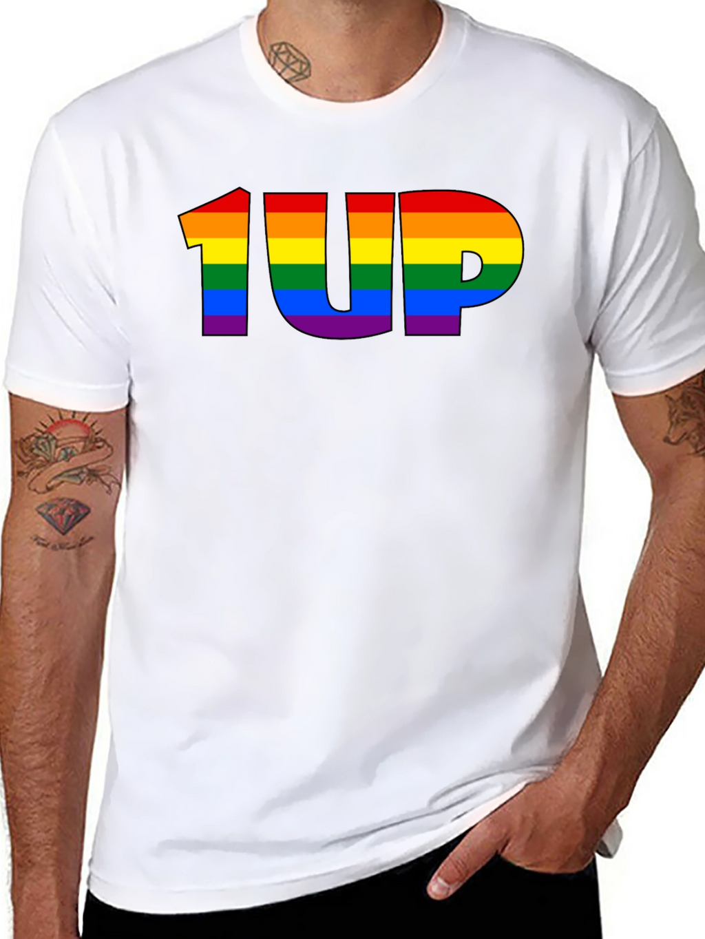 Rainbow 1UP Graphic Black T-Shirt