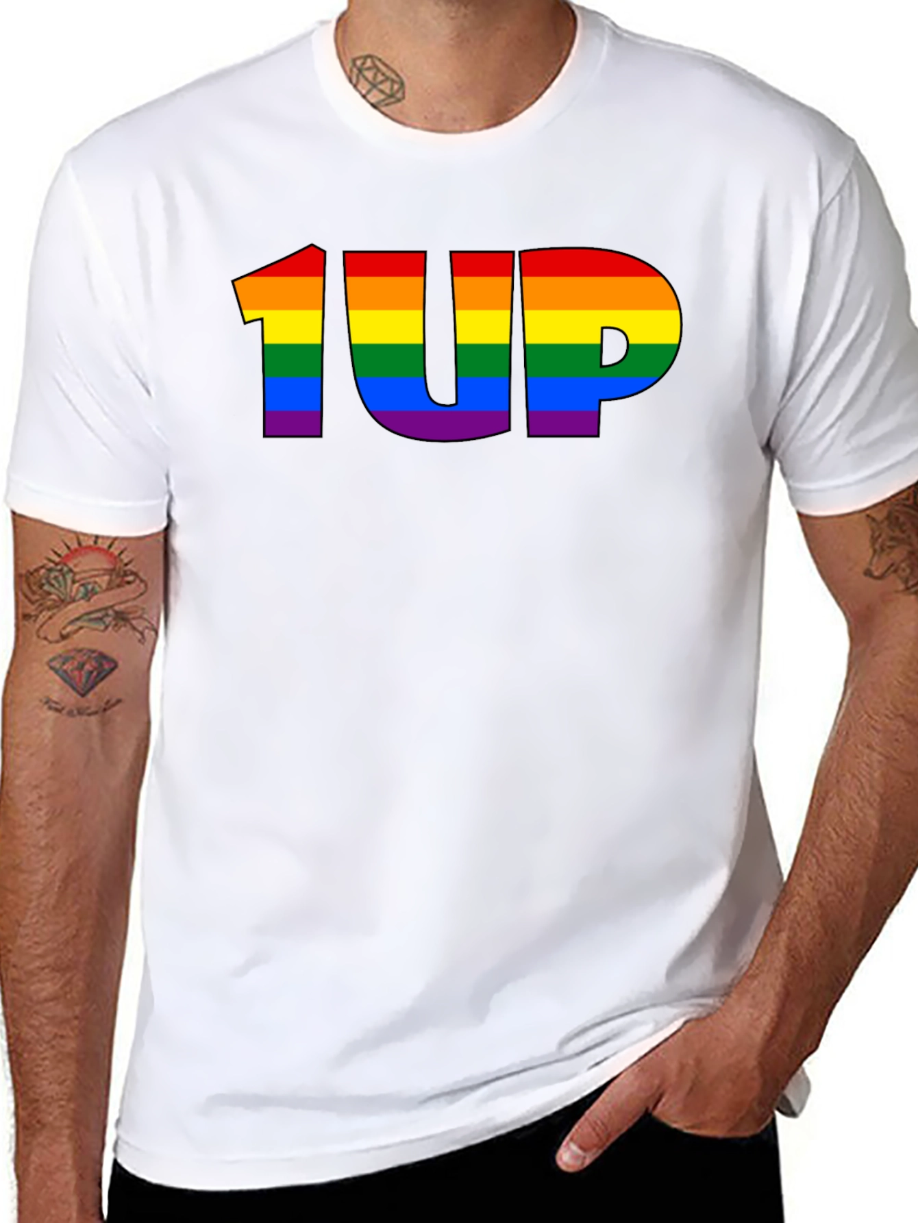 Rainbow 1UP Graphic Black T-Shirt