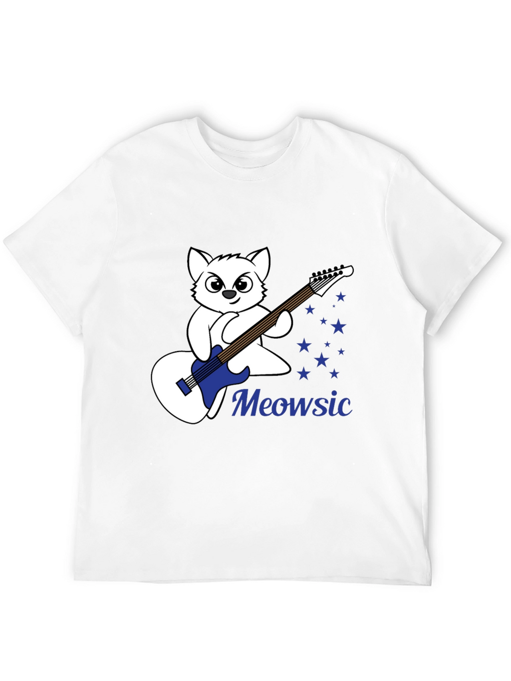 Meowsic Graphic Tee - Cat Guitar Player T-Shirt