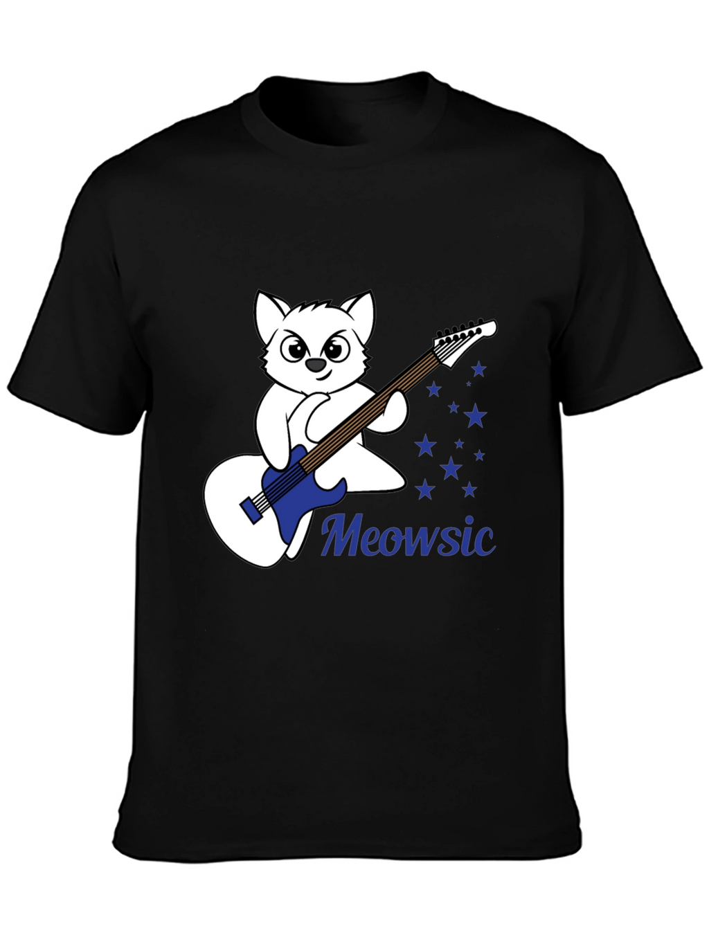Meowsic Graphic Tee - Cat Guitar Player T-Shirt