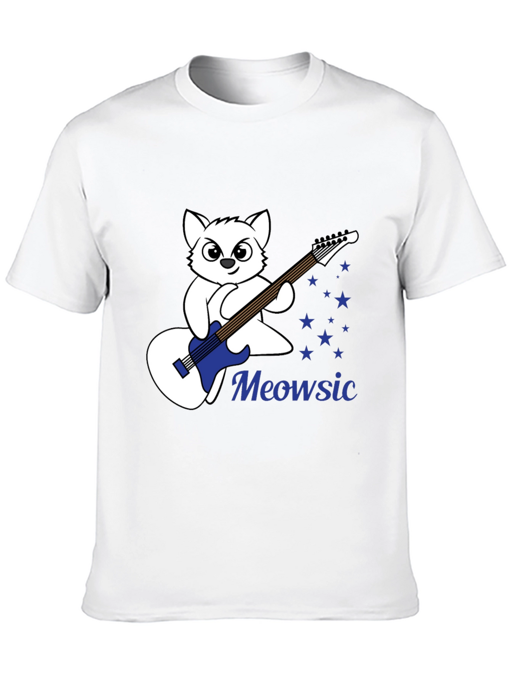 Meowsic Graphic Tee - Cat Guitar Player T-Shirt